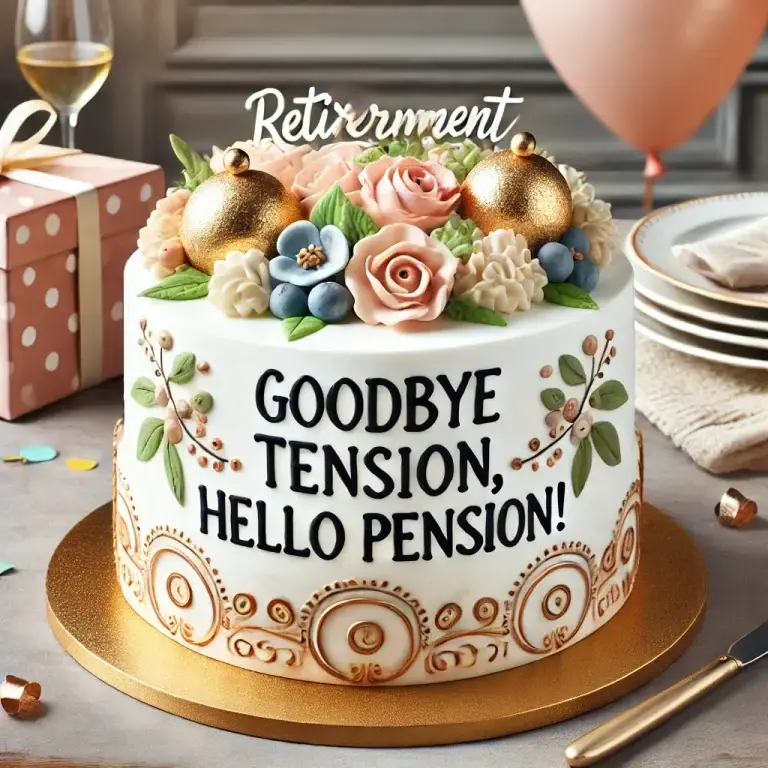 A beautifully decorated retirement cake